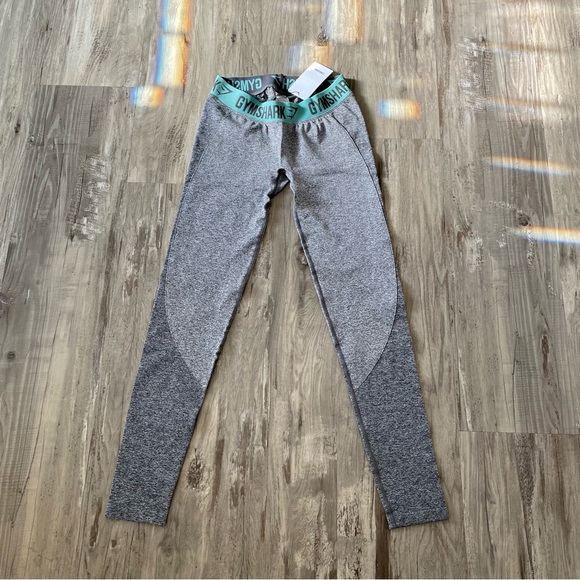 GYMSHARK Flex Leggings (Charcoal Marl/Dusty Teal) - Picture 2 of 6